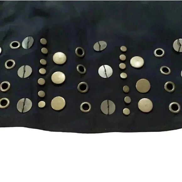 Central Park West Women's Black 100% Silk Studded Mini Skirt - Picture 4 of 8